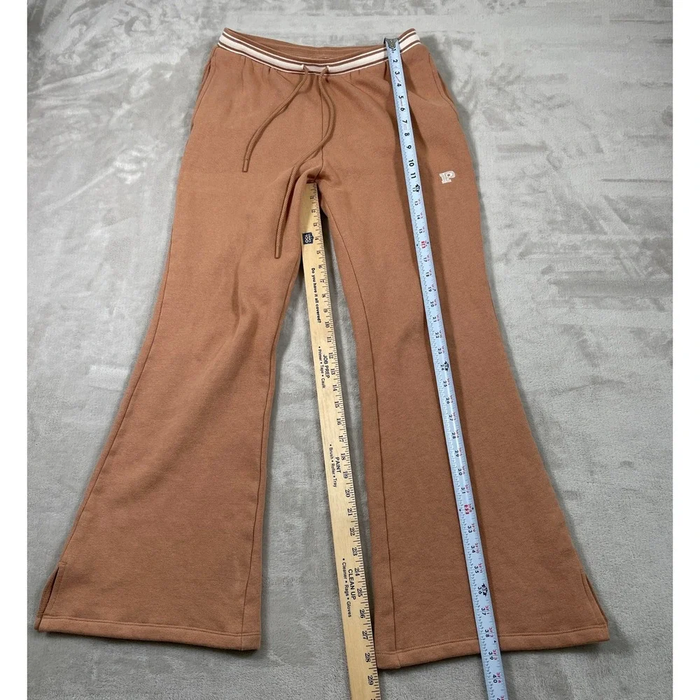 PINK Victoria's Secret Women's Sweatpants Flare Leg Drawstring Athleisure M Tan